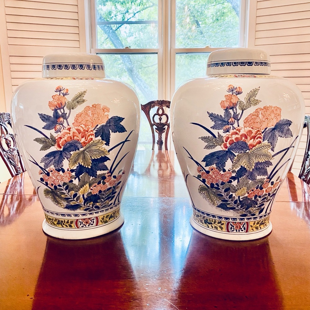 Tiffany & Co. Blue and Orange Botanical Vases